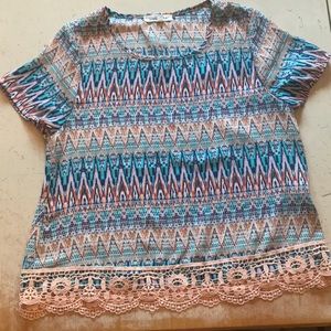 Boutique Pink and Blue Summer Top/Blouse